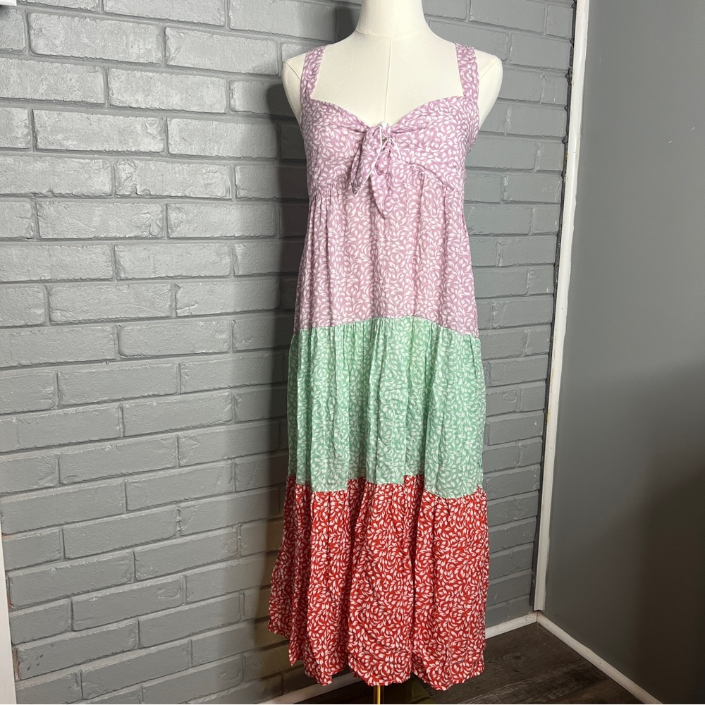 RAWEDGE Floral Print Colorblock Layered Dress Size Medium